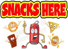Snacks Here Concession Restaurant  Food Truck Vinyl Sign Decal
