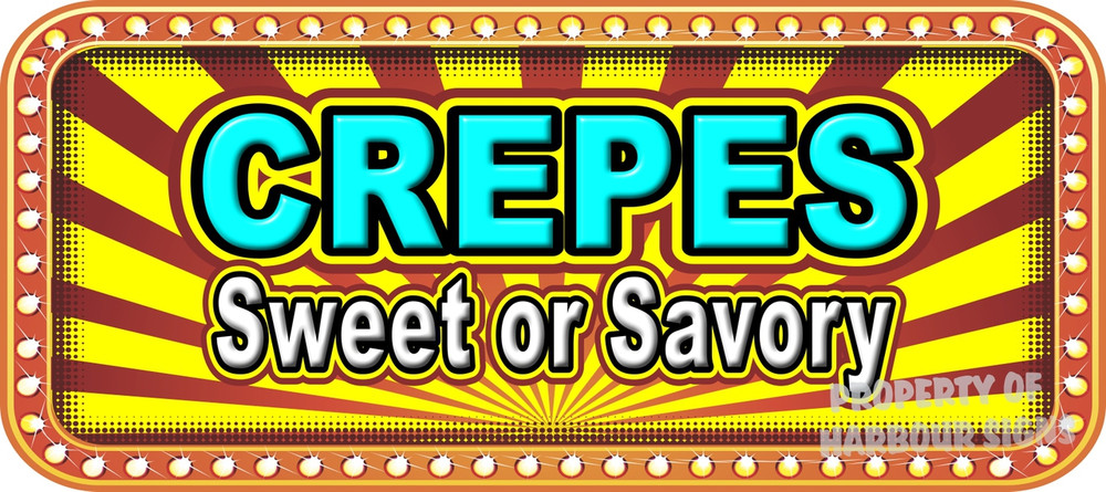 Crepes Vinyl Menu Decal for your Restaurant Storefront Window or Food Trucks and Concessions.
