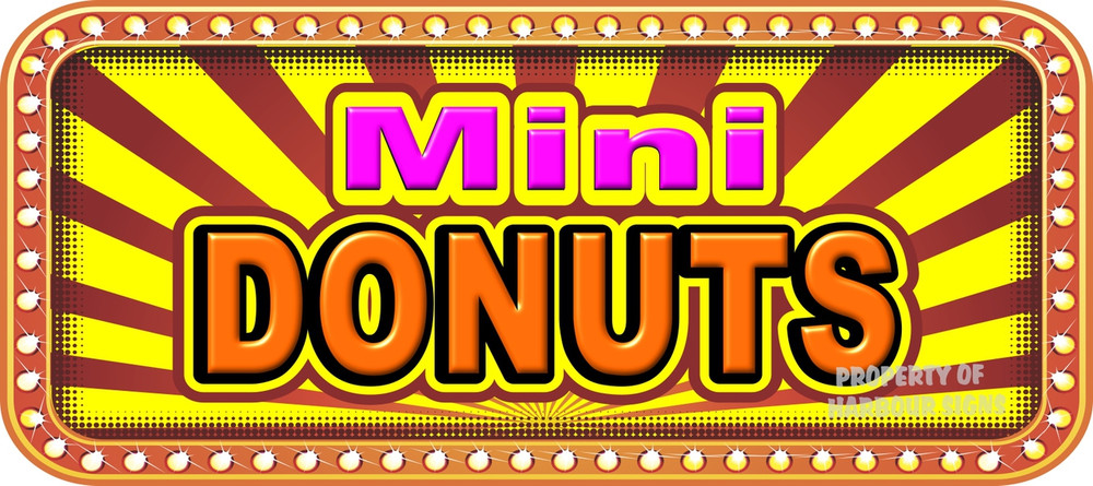Mini Donuts Vinyl Menu Decal for Restaurant Storefront Window or Food Trucks and Concessions