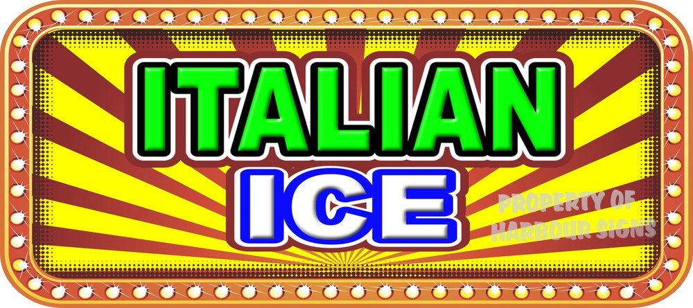 Italian Ice Vinyl Menu Decal for Restaurant Storefront Window or Food Trucks and Concessions