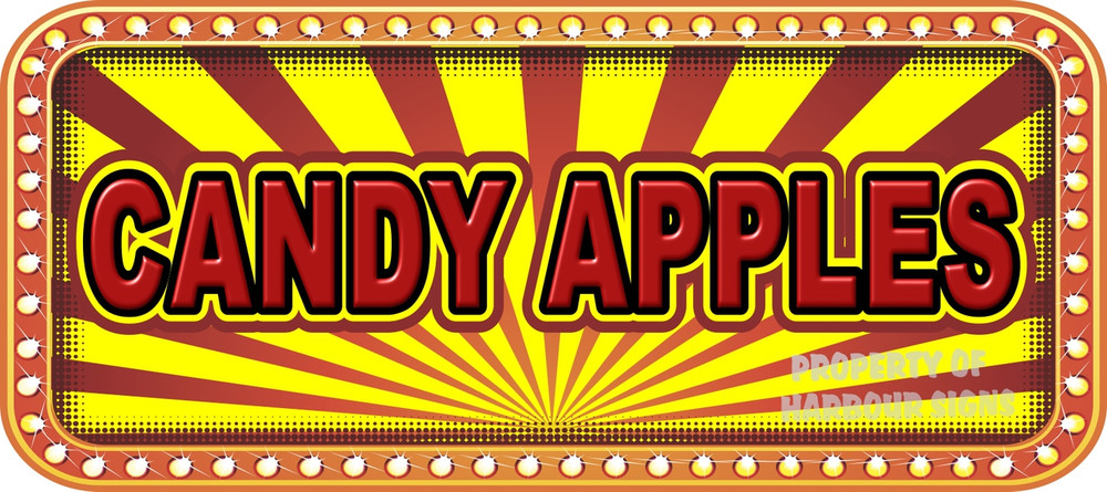 Candy Apples Vinyl Menu Decal for your Restaurant Storefront Window or Food Trucks and Concessions.