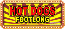 Foot Long Hot Dogs Vinyl Menu Decal for your Restaurant Storefront Window or Food Trucks and Concessions.
