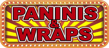 Paninis & Wraps Vinyl Menu Decal for Restaurant Storefront Window or Food Trucks and Concessions