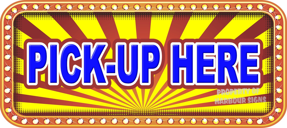 Pick-Up Here Vinyl Menu Decal for your Restaurant Storefront Window or Food Trucks and Concessions.