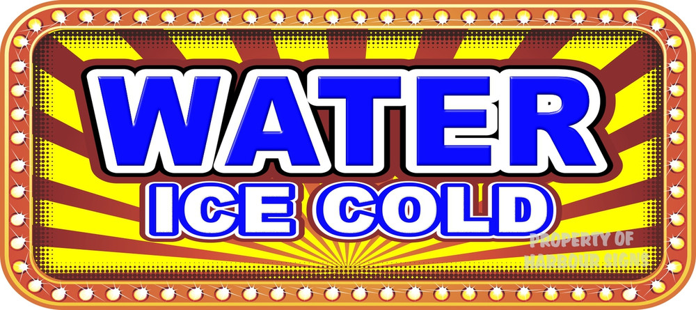 Water Ice Cold Vinyl Menu Decal for your Restaurant Storefront Window or Food Trucks and Concessions.