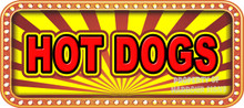 Hot Dogs Vinyl Menu Decal for your Restaurant Storefront Window or Food Trucks and Concessions.
