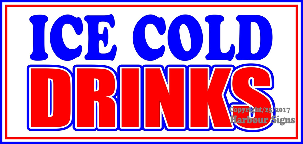 Ice Cold Drinks DECAL Concession Food Vinyl Circle Sticker Choose Your Size 