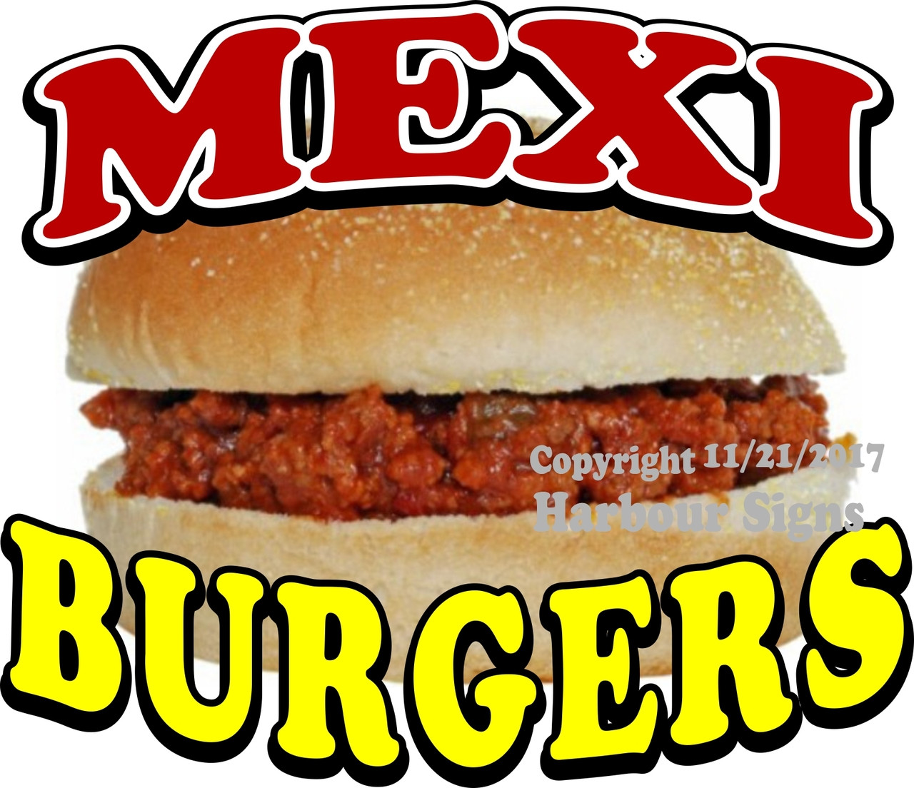 Mexi Burgers DECAL Choose Your Size Food Truck Concession Sticker