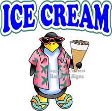 Ice Cream Vinyl DECAL Penguin Food Concession 