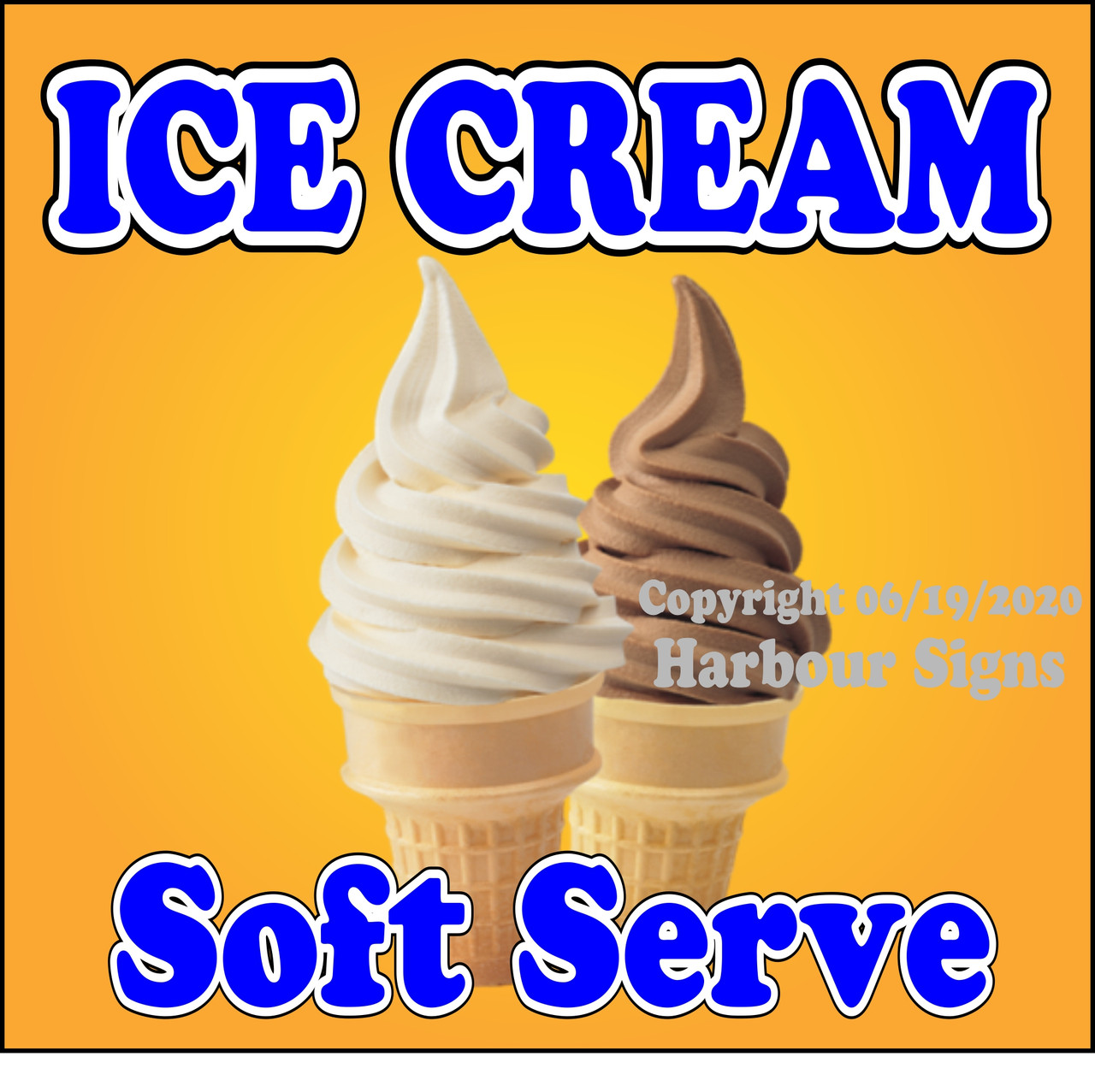 2'X5' SOFT SERVE ICE CREAM BANNER Outdoor Signs Fair Concession Stand Cones Cold 