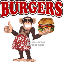 Burgers Hamburger Vinyl DECAL Monkey Food Concession