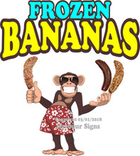 Frozen Bananas Vinyl DECAL Monkey Food Concession 