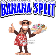 Banana Split Vinyl DECAL Monkey Ice Cream Food Concession 