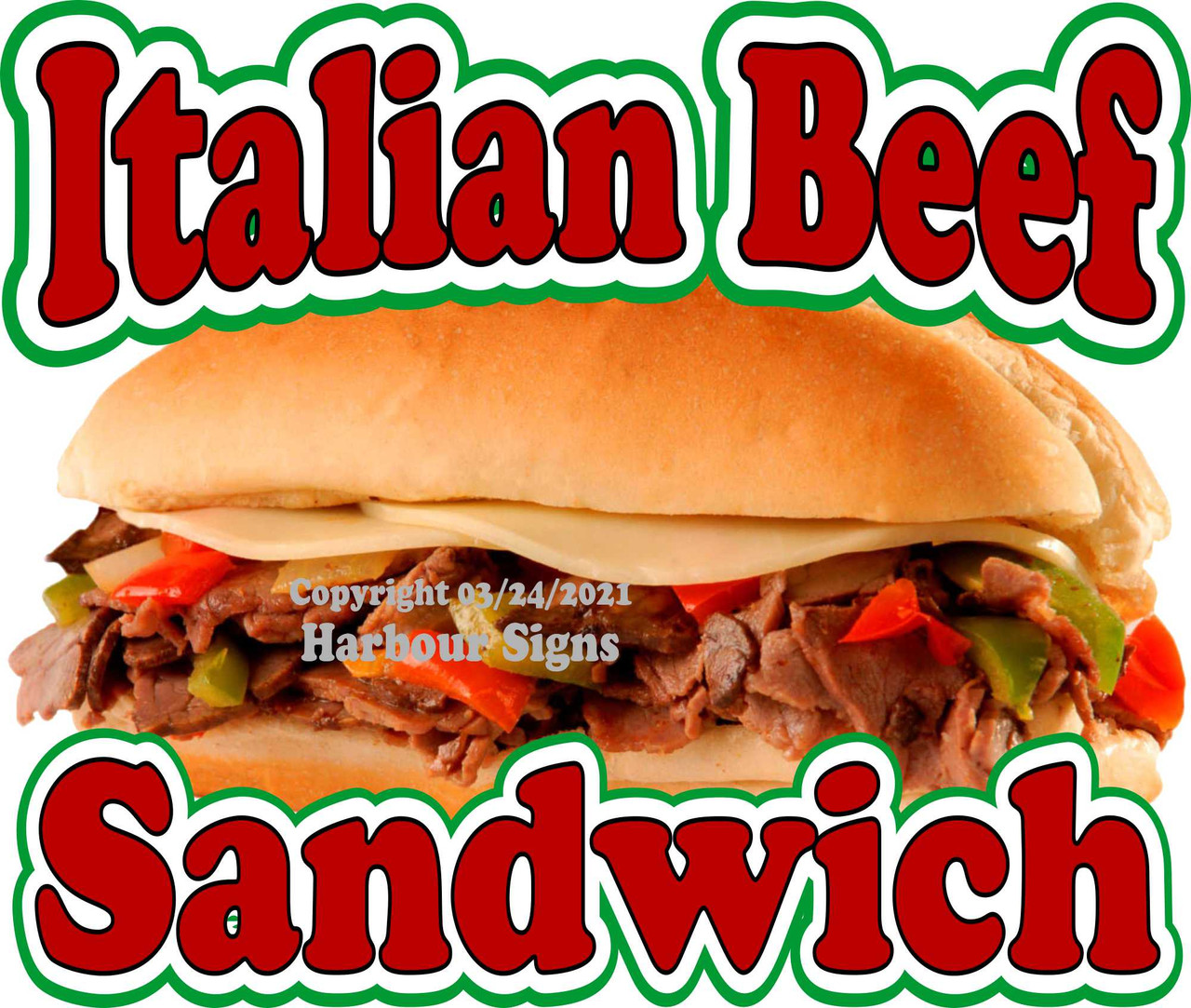 Italian Sausage Sub Sandwich Concession Food Truck Vinyl Sign Sticker Decal 14" 