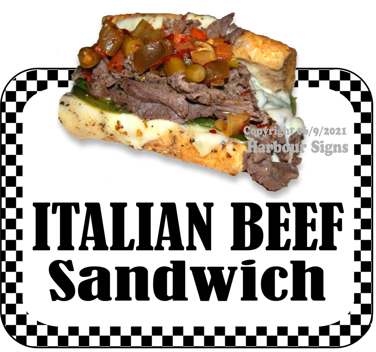 Italian Beef Sandwich 14" Decal Food Truck Concession Restaurant Vinyl Sticker 