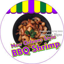 BBQ Shrimp New Orleans Style DECAL Circle Food Truck Concession  Vinyl Sticker Circle