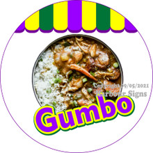Gumbo DECAL Circle Food Truck Concession  Vinyl Sticker Circle