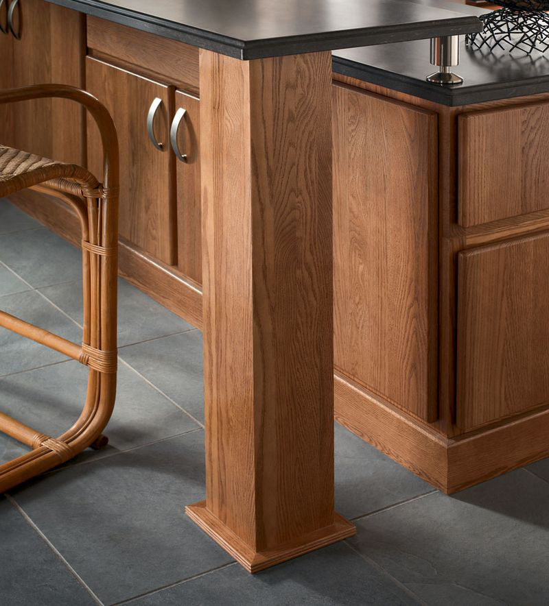 Plain Square Post to Make Raised Bar at Island KraftMaid