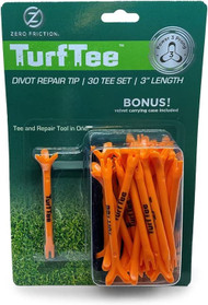Zero Friction Turf Tees Power 3-Prong (3" Orange, 30pk) Golf Tee / Repair Tool NEW