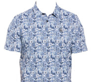 Original Penguin Polo Shirt (Pete's Game Grid Print, Black Iris, Medium) NEW