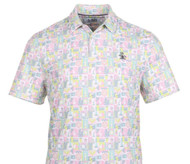 Original Penguin Polo Shirt (Pete's Game Grid Print, Bright White, Medium) NEW