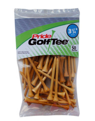 Pride Golf Tees (3.25", Natural, 50pk) 100% Solid Hardwood, NEW
