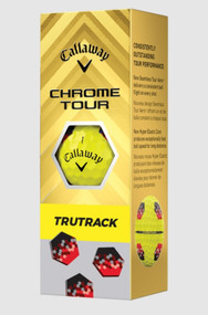 Callaway Chrome Tour Tru Track Golf Balls (Yellow/Black/Red 3pk) Sleeve 2024 NEW