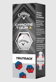 Callaway Chrome Tour X Tru Track Golf Balls (White/Blue/Red) 3pk Sleeve 2024 NEW