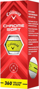 Callaway Chrome Soft 360 Yellow Stripe Golf Balls (Yellow, 3pk) Sleeve 2024 NEW