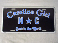 NCAA College License Plate ("NC Carolina Girl" Brown/Blue) NEW