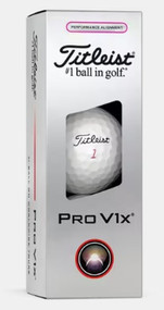 Titleist Pro V1x Performance Alignment Golf Balls (White/Pink, 3pk) 1 Sleeve 2025 NEW