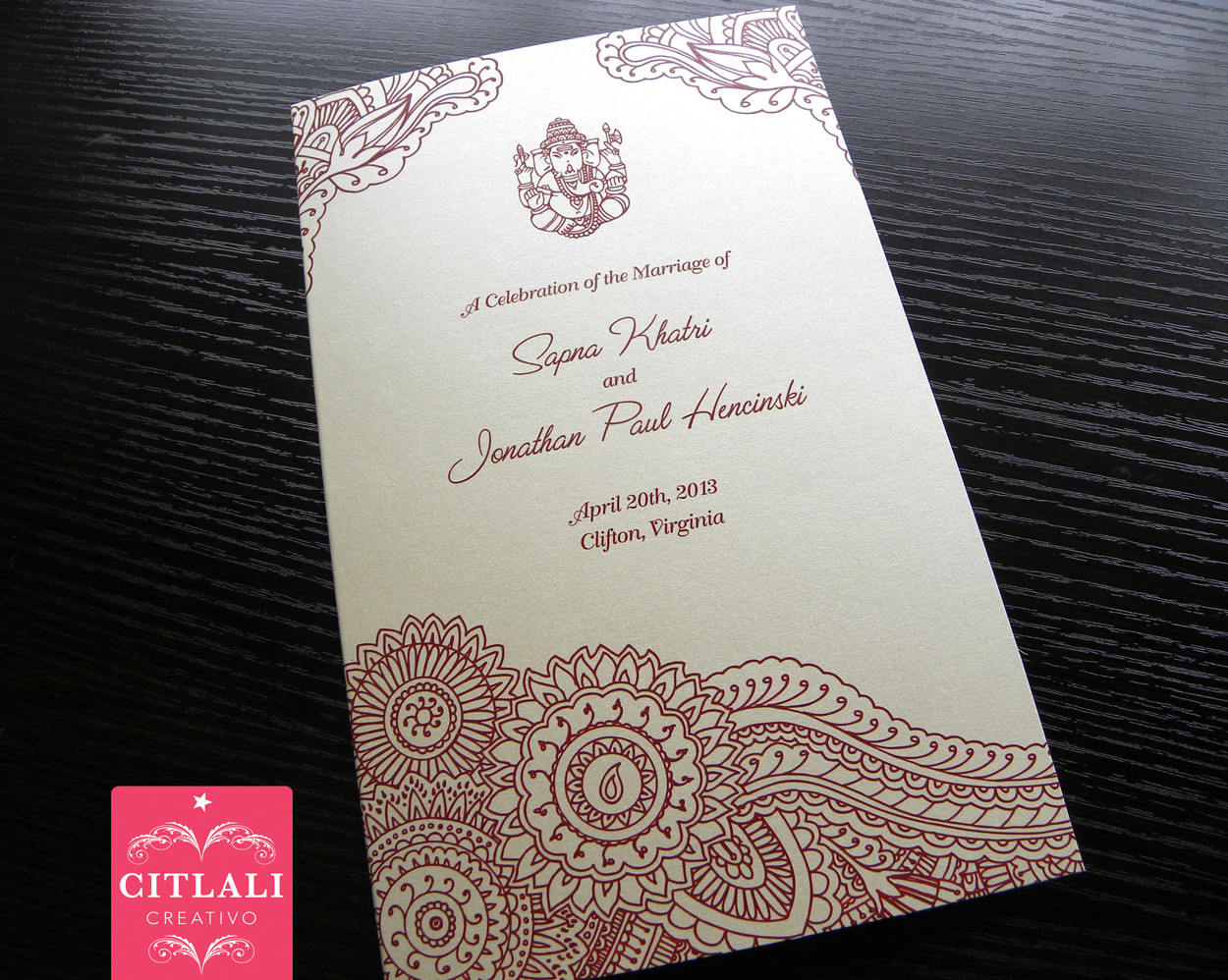 ganesha henna mehndi folded wedding programs citlali creativo llc