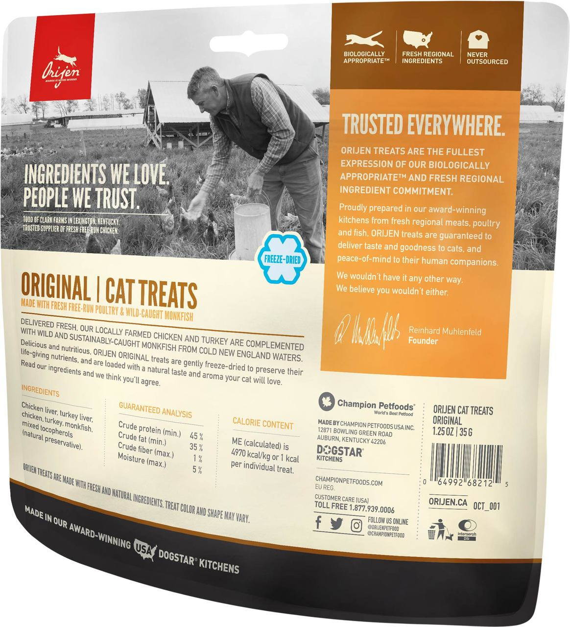 Orijen Original Cat Treats 1 25 Oz Woodin You Pampered Paws