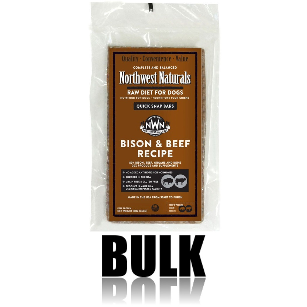 Northwest Naturals Frozen Raw Dog Food Bison & Beef Recipe Bulk Bars 25