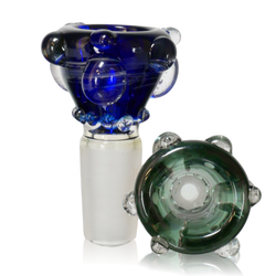  Color Tubing Sprial Twist w Warts Glass Slide Bowl (F75CR-14) Blue & Smoke Black