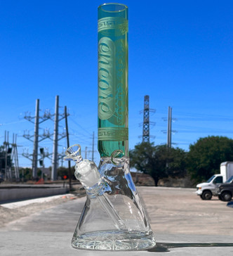16" Encore Thick Beaker with Color Deep Etch Sand Blast Bong Water Pipe Hero Shot