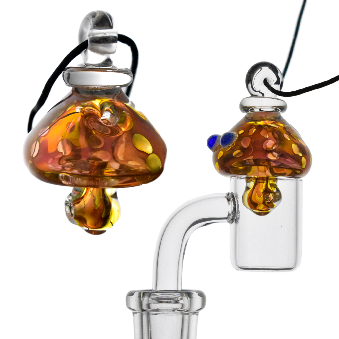 Gold Fumed Mushroom Necklace Pendant Universal Carb Cap Shatter Kitchen