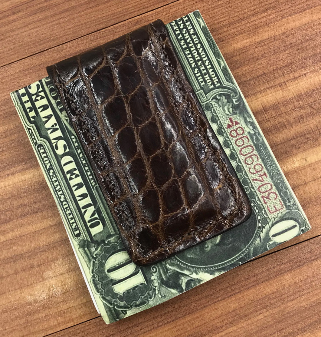 GHURKA(グルカ) No.134 MAGNET MONEY CLIP Magnetic Money Clip No. 134 | Vintage Chestnut Leather Money Clip