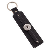 LEATHER STAINLESS STEEL KEYCHAIN REMOVABLE - BLACK ONIX