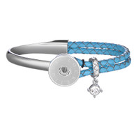 ENCHANTMENT SS & LEATHER BANGLE - TURQUOISE