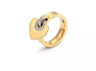 LUXE HANGING HEART RING (316L) S9 GOLD