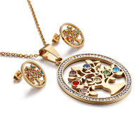 LUXE OVAL TREE OF LIFE COLORS CRYSTAL SET (SS - GOLD)