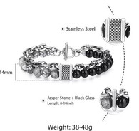 LUXE SS STONES BRACELET - JASPER & BLACK GLASS (9)