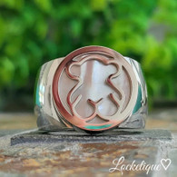 LUXE  INSPIRED NACRE BEAR RING (316L) S7 SILVER
