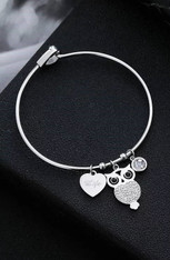 LUXE SS BANGLE - LAVISHNESS OWL   (SILVER)