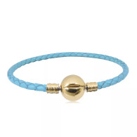 CB SBRACELET  LEATHER (TURQUOISE) GOLD