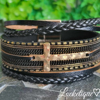 MAGNETIC BRACELET - FAITH CROSS (BLACK)