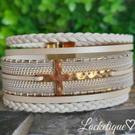 MAGNETIC BRACELET - FAITH CROSS (WHITE)