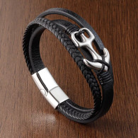LUXE SS - MEN LEATHER BRACELET (BRAIDED ANCHOR)