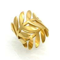 LUXE SS  GORDEOUS LEAF RING - GOLD S7